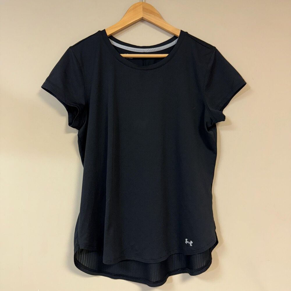 Under Armour Black Shirt Women's XL UA Fitted Running Heatgear Tee Top Spring